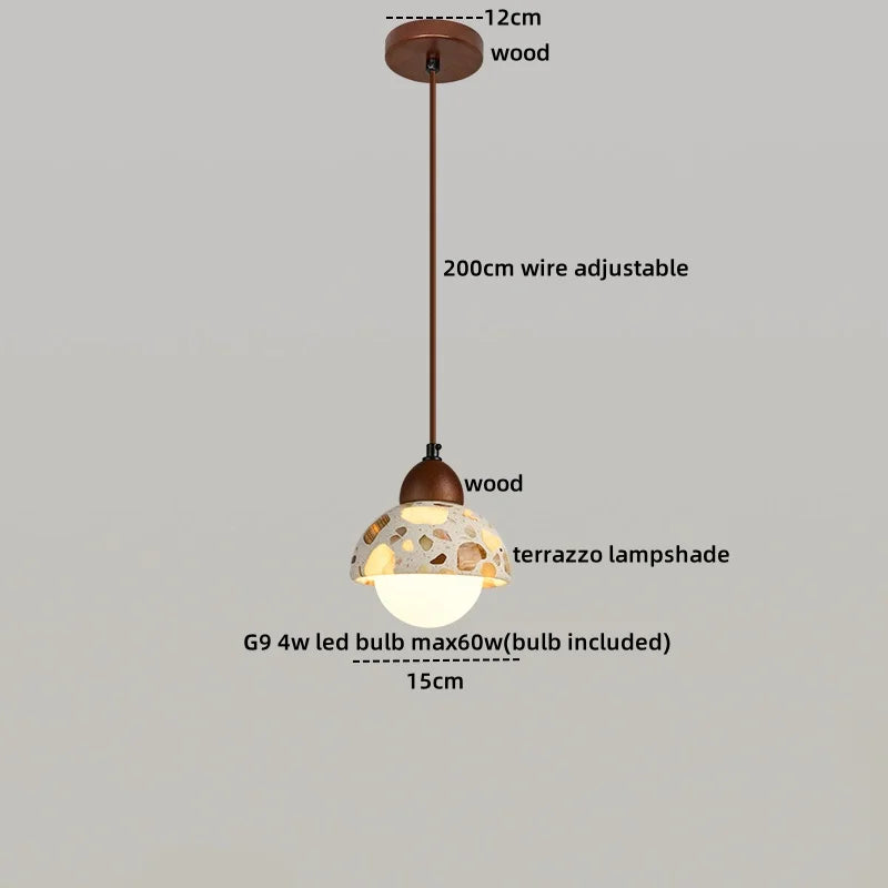 Afralia™ Terrazzo Wood LED Pendant Light for Stylish Home Decor