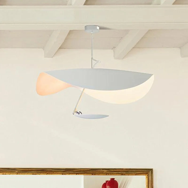 Afralia™ Lederam Manta Pendant: Industrial Black & Gold Ceiling Light with Lotus Leaf Design