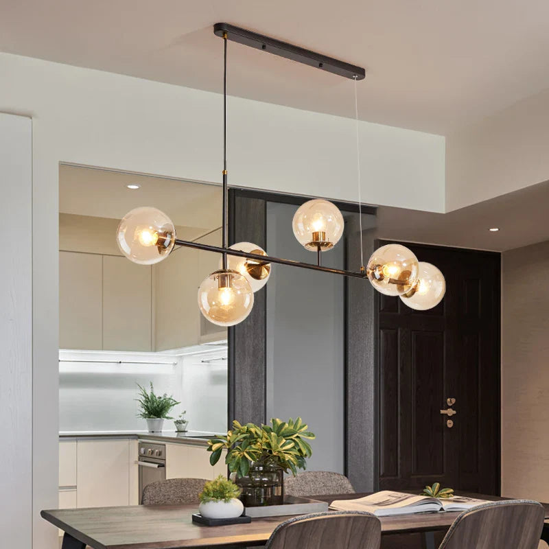 Afralia™ Glass Ball Ceiling Chandelier for Kitchen Dining Living Room