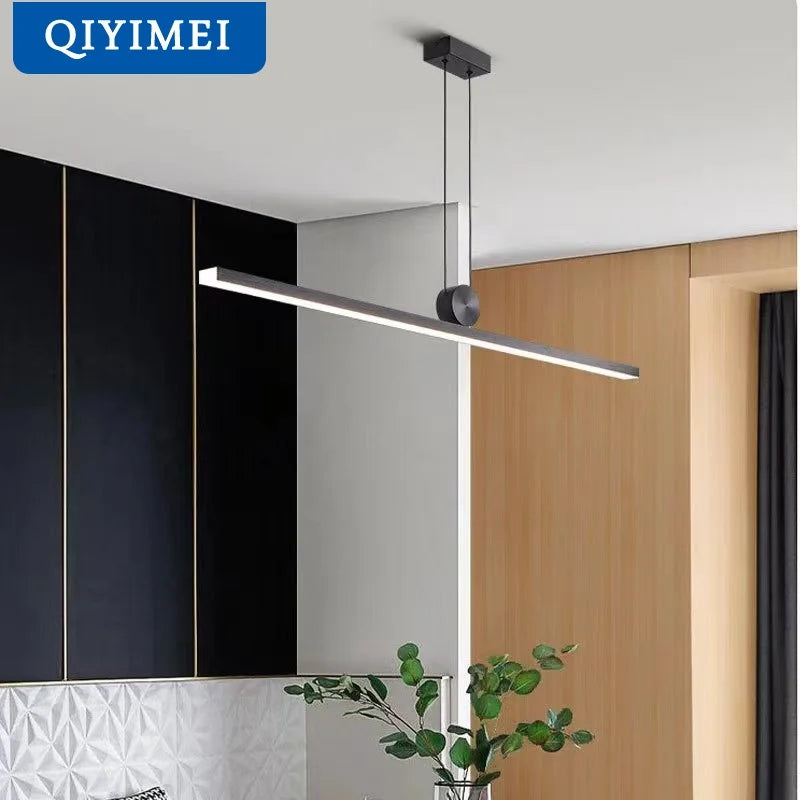 Afralia™ Modern Black Led Pendant Lamp for Dining Table, Minimalist Lighting for Home Decor