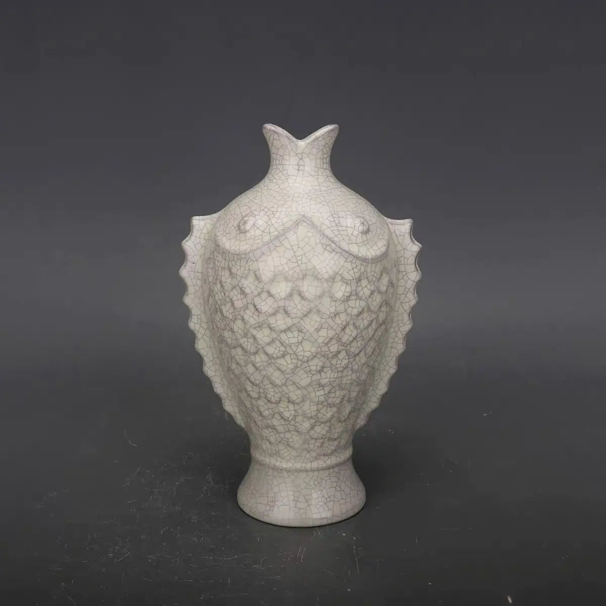 Afralia™ Song Ru Moon White Glaze Fish Vase Porcelain Ornaments