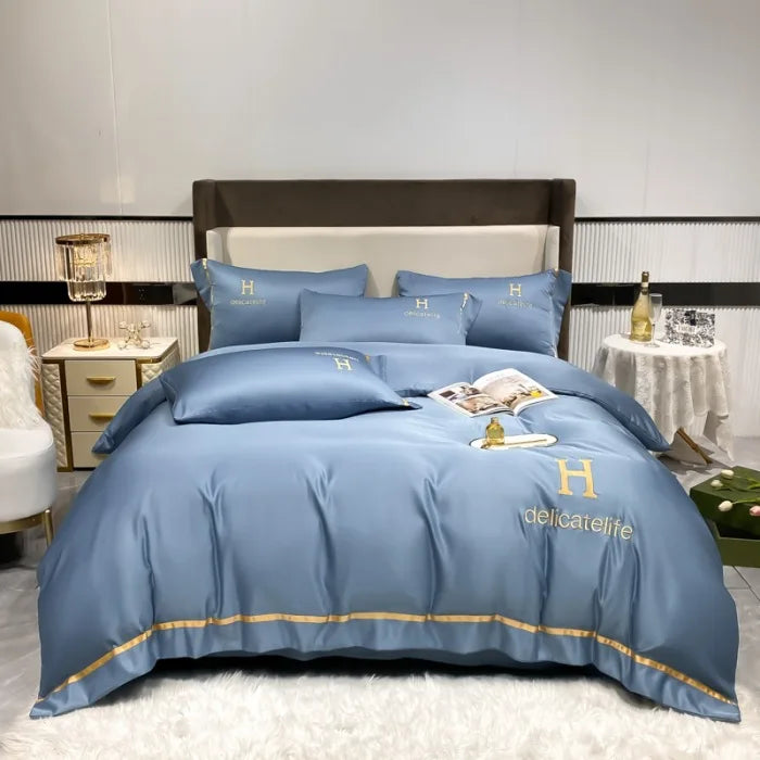 Afralia™ Silk Bedding Set: Washed Ice-Cream Satin Four-Piece, Skin-Friendly & Breathable Sheets