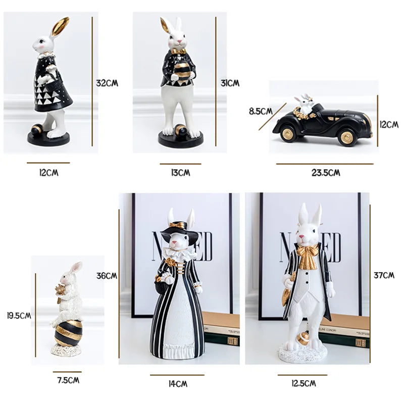 Afralia™ Rustic Bunny Sculpture Ornaments for Home Decor and Weddings