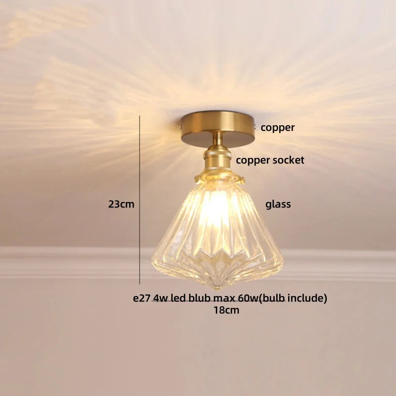 Afralia™ Diamond Glass LED Ceiling Lights - Modern Nordic Luxury Canopy Fixture