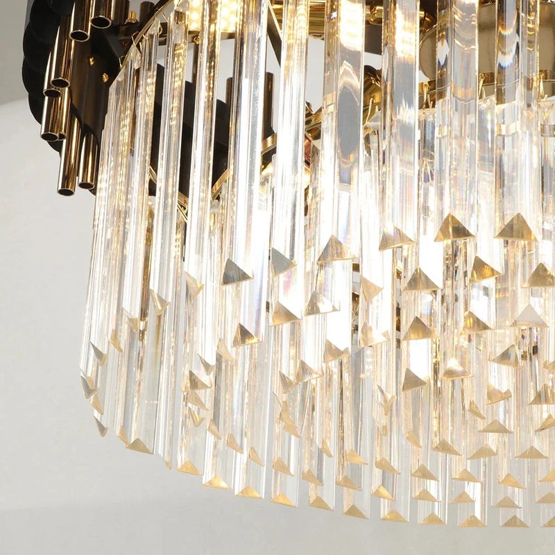 Afralia™ Gold Black Crystal Ceiling Chandelier - Round LED Pendant for Living Room Lighting