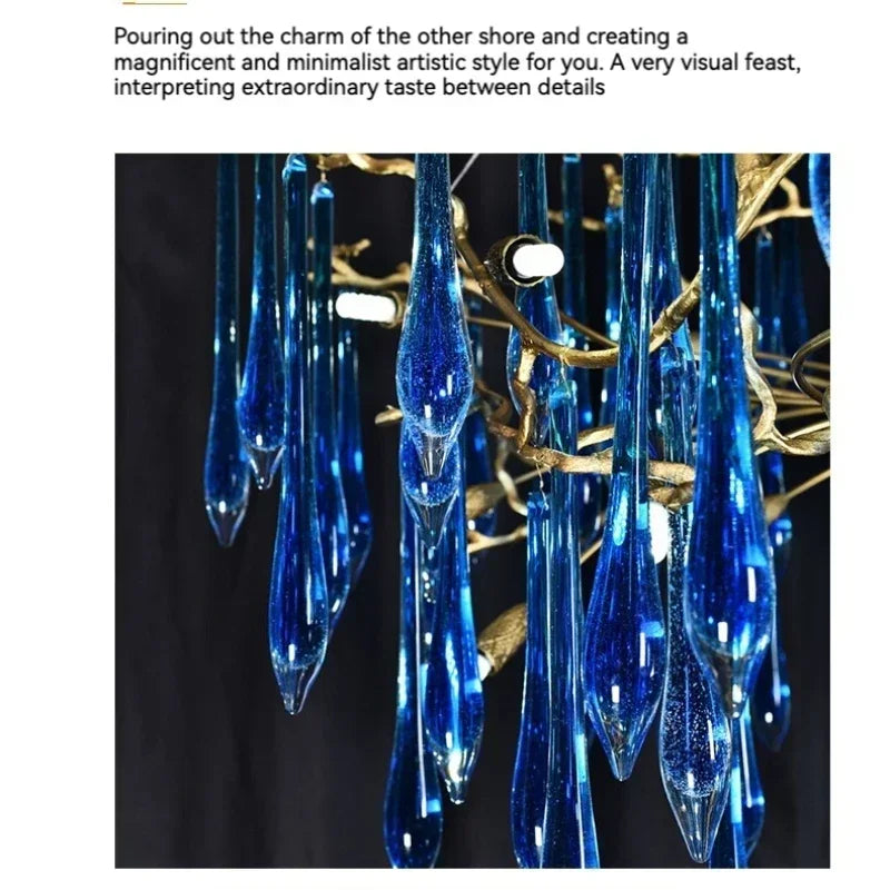 Afralia™ Blue Crystal Chandelier with Customizable Color for Luxury Indoor Lighting