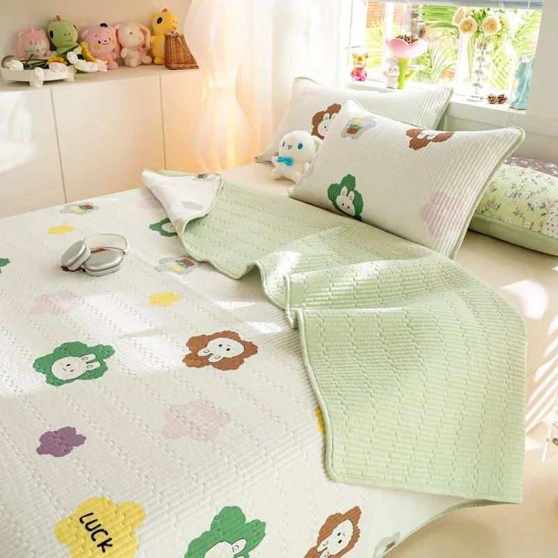 Afralia™ Cartoon Pattern Cotton Single Mattress Mat: Summer Comfort & Non-Slip Performance