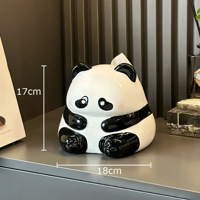 Afralia™ Panda Ceramic Tissue Box: Modern Home Decor & Napkin Holder for Coffee Table