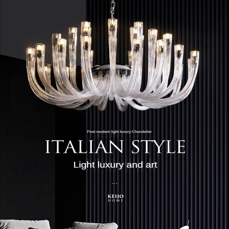 Afralia™ Glass U-shaped Chandelier with G9 Bulb - Modern Luxury Art Pendant Lighting