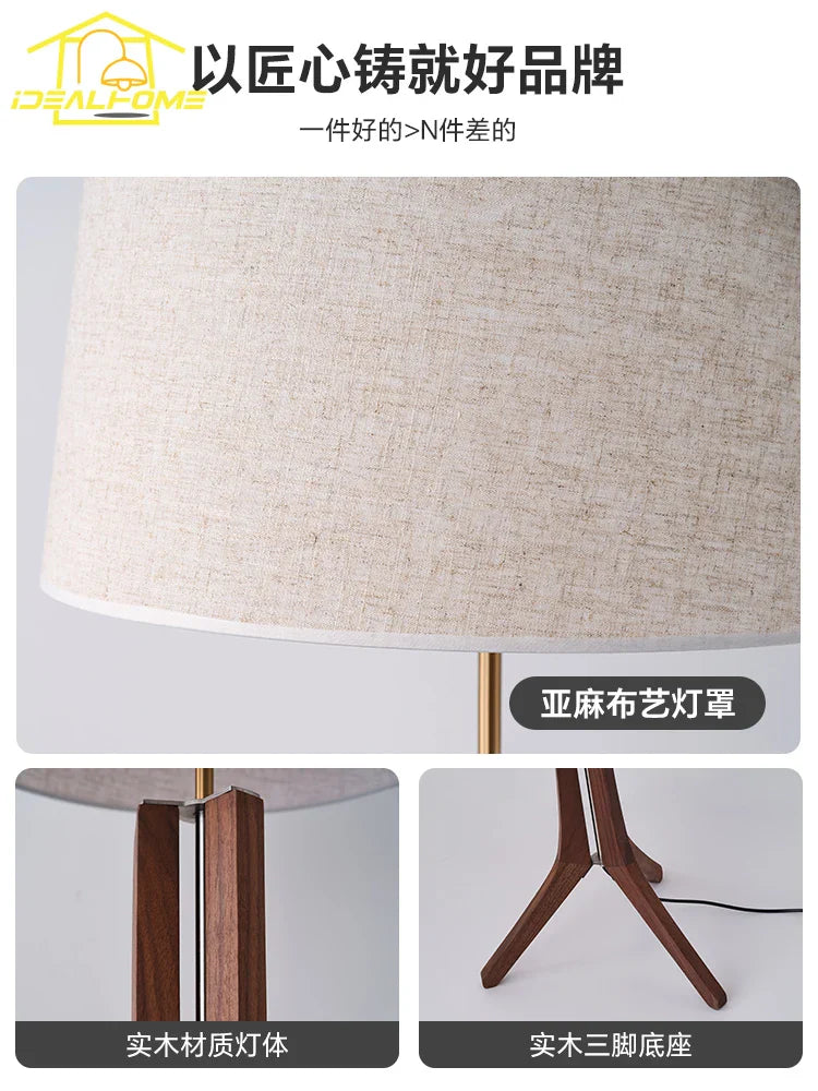 Afralia™ Solid Wood LED Floor Lamp in Vintage Style
