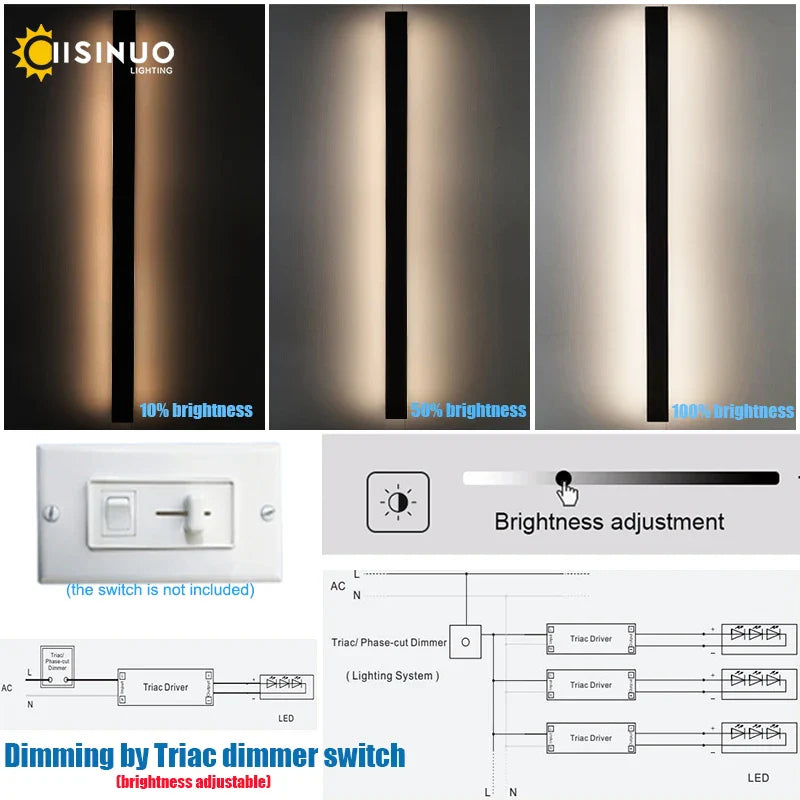 Afralia™ Outdoor Black Wall Sconce with Dimmer Switch for Bright Garden Lighting