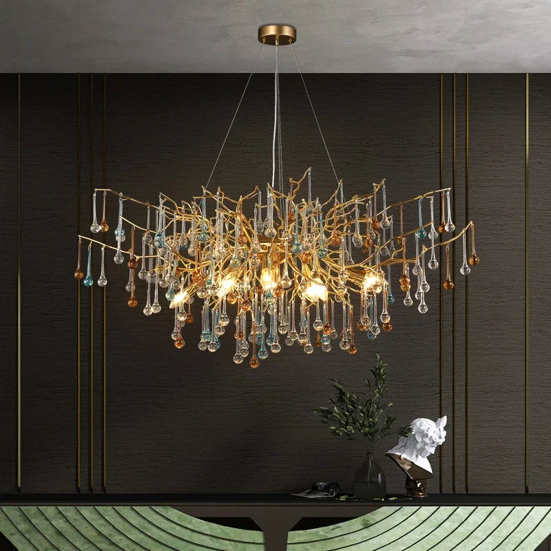 Afralia™ Luxury Crystal Chandelier Branch-Shaped Light for Living Room Dining Table