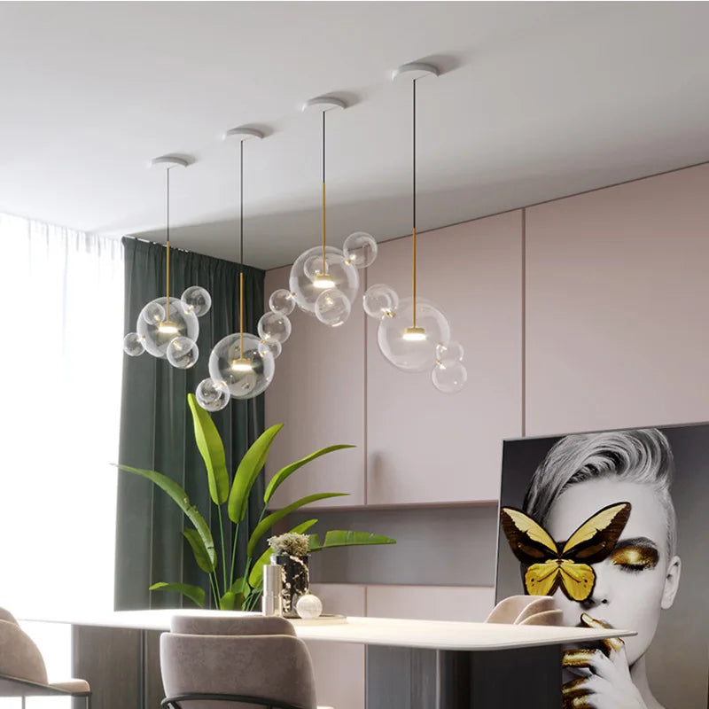 Afralia™ Glass Bubble Chandelier Customized Pendant Light for Living Room Atmosphere