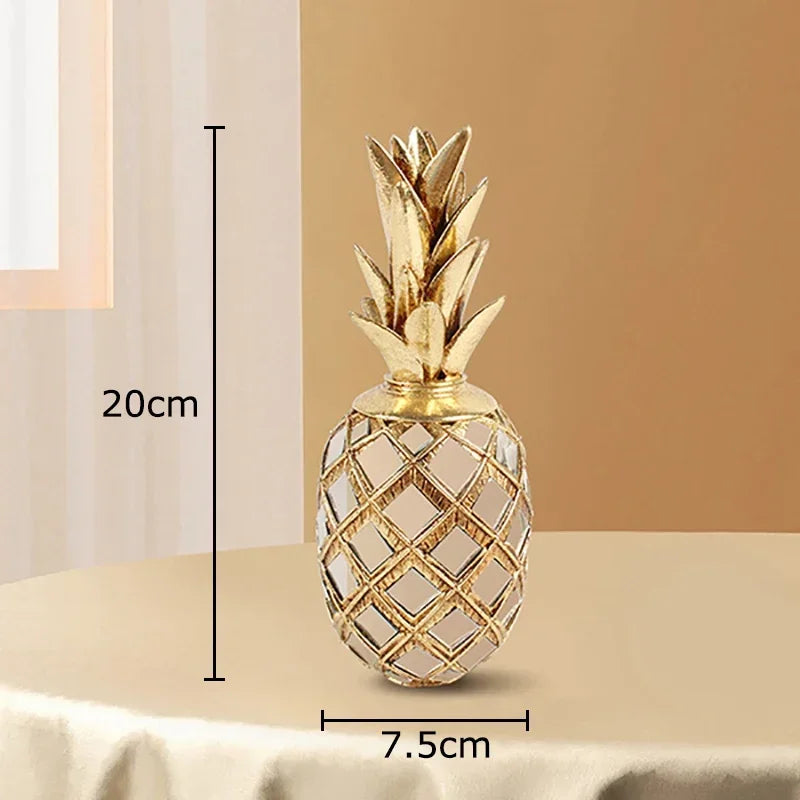 Afralia™ Golden Pineapple Resin Sculpture Desk Decoration Art Statuette