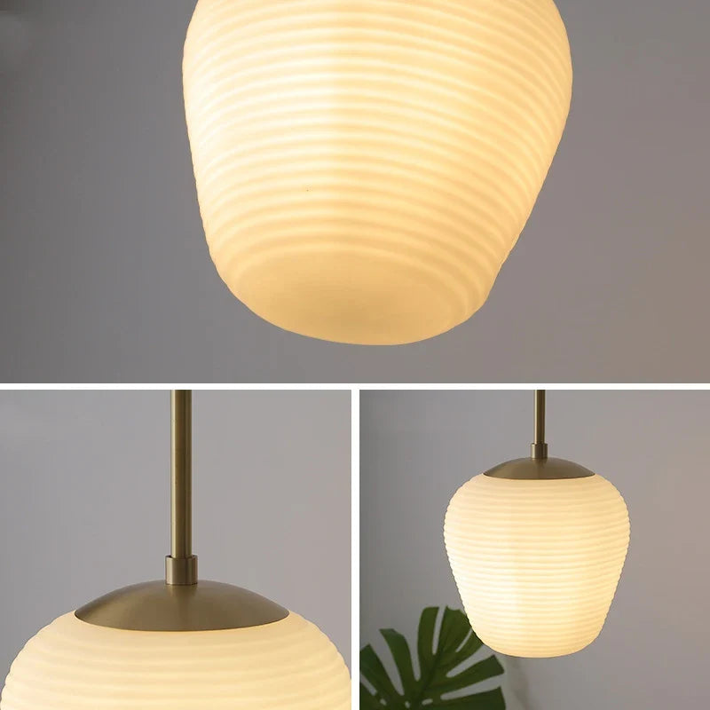 Afralia™ Glass Copper LED Pendant Chandelier for Bedroom Dining Living Room