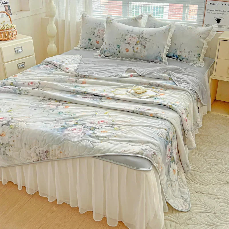 Afralia™ Floral Summer Cooling Quilt for Double Single Bed - Soft & Breathable