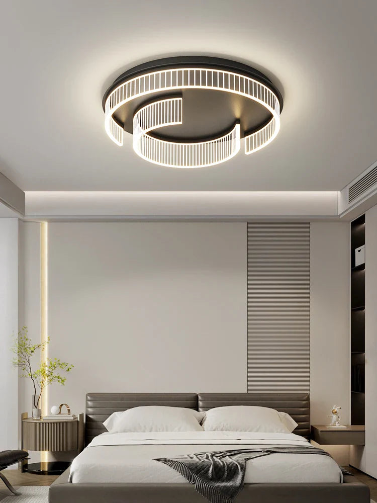 Afralia™ LED Black Chandelier Acrylic Ceiling Lamp: Modern Luxur Lighting for Home & Office