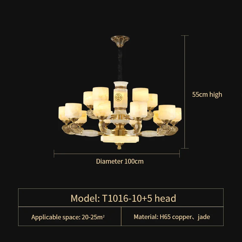 Afralia™ Jade Copper Chandelier: Luxury European Style for Living Room, Bedroom, Dining Room Lighting