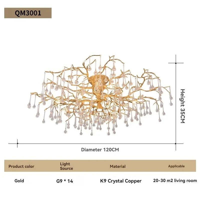 Afralia™ Vintage Copper Ceiling Crystal Chandelier for Dining Kitchen Living Room