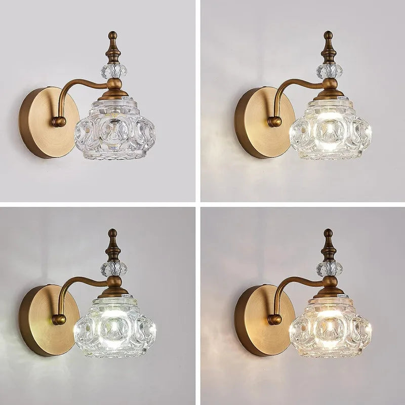 Afralia™ Gold Crystal Wall Lamp: Luxury LED Indoor Light for Living Room, Bedroom, and Bathroom