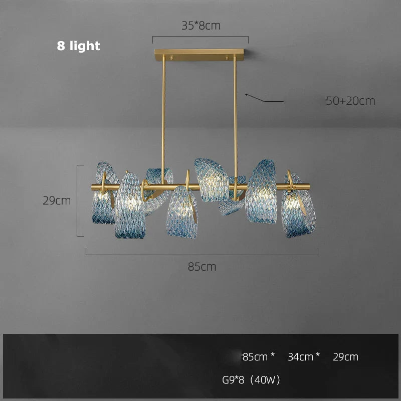 Afralia™ Blue Queen Crystal Glass LED Ceiling Chandelier - Elegant Lighting Fixture for Living Room