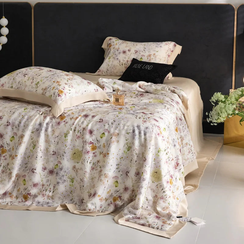 Afralia™ Floral Print Summer Quilt Bedding Set with Sheet & Pillowcases