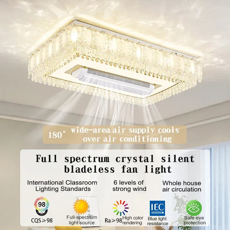 Afralia™ Nordic Crystal LED Ceiling Fan Light with Remote Control for Living Room and Bedroom