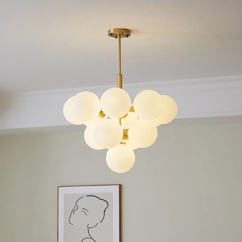 Afralia™ Glass Balls Chandelier: Modern Gold Pendant Lighting for Living Room & Dining Area