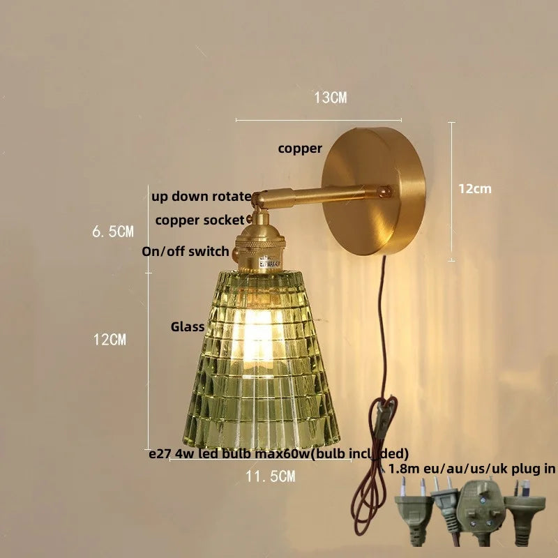 Afralia™ Amber Coffee Glass Wall Sconce Adjustable LED Mirror Light Vintage Loft