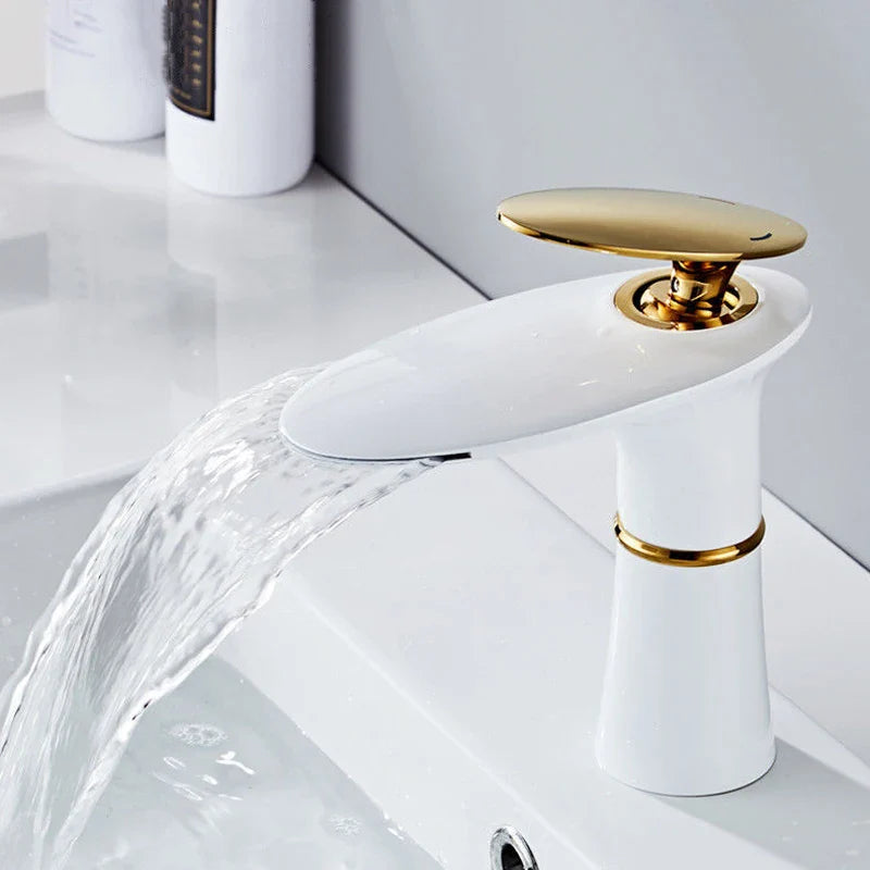 Afralia™ White Gold Basin Faucet: High-End Brass Mixer Tap for Bathroom Sink