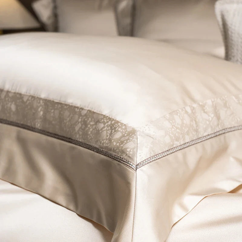 Afralia™ Classic Luxury Brocade Satin Jacquard Cotton Bedding Set with Sheet and Pillowcase