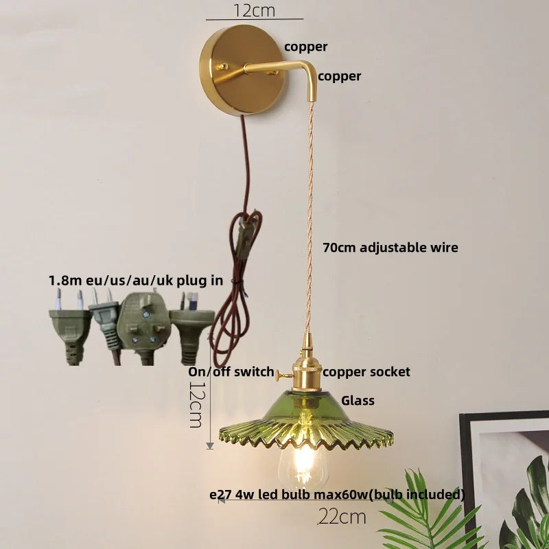 Afralia™ White Glass LED Wall Lamp with Pull Chain Switch, Modern Nordic Design