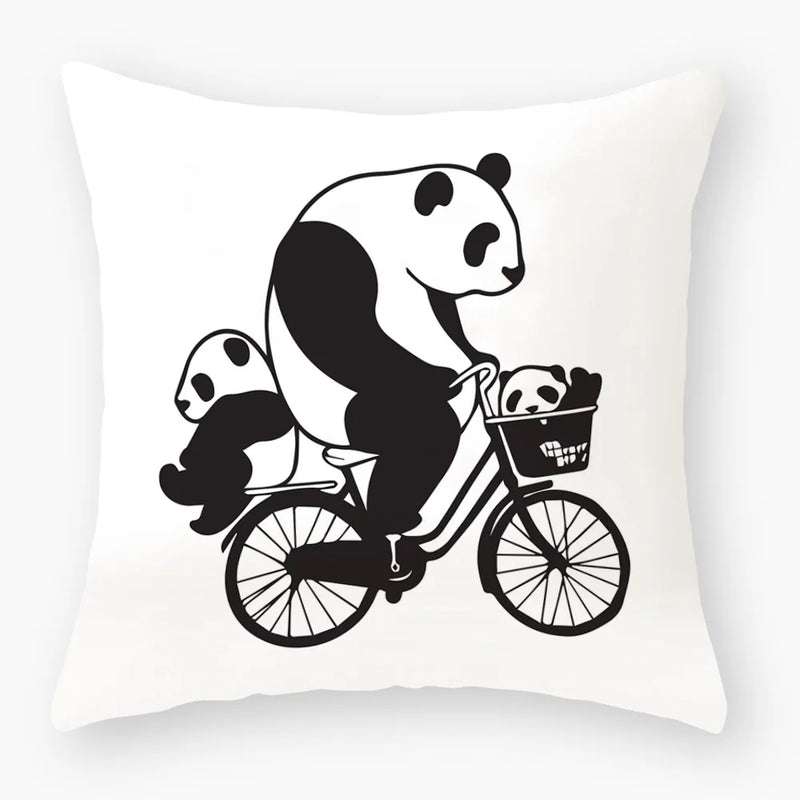 Afralia™ Panda Print Cushion Cover - Soft Short Plush 45x45cm