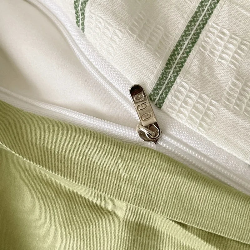 Afralia™ Striped Cotton Bedding Set: High-End Japanese Jacquard Quilt Cover Kit for Single Double