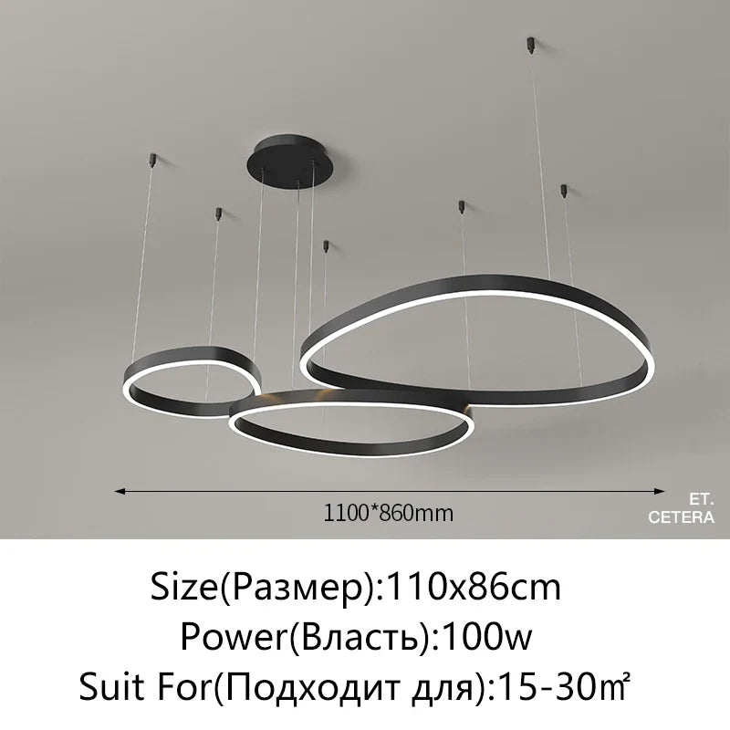 Afralia™ Modern Brushed Rings LED Chandelier Ceiling Light for Living Room Bedroom