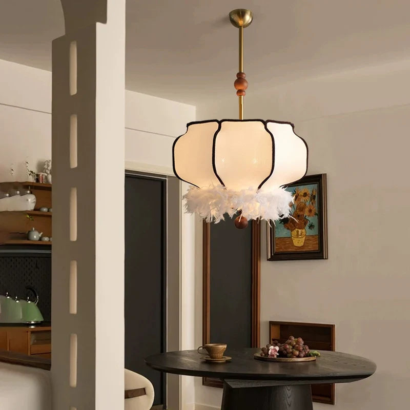 Afralia™ French Vintage Fabric Chandelier Pendant Lamp - LED Hanging Light for Home and Restaurant