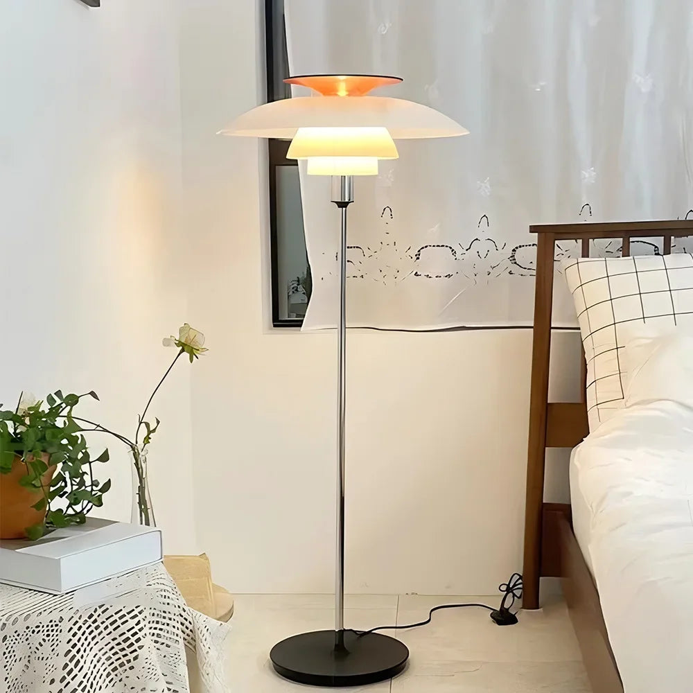Afralia™ Nordic Metal Glass Floor Lamp with E27 Bulb