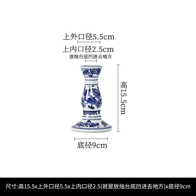 Blue White Ceramic Candle Holder by Afralia for Home Decor & Ornamental Crafts