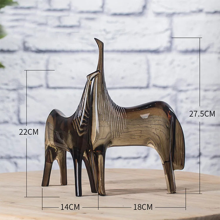 Afralia™ Horse Couple & Foal Sculpture Set - Abstract Animal Ornaments for Home Decor
