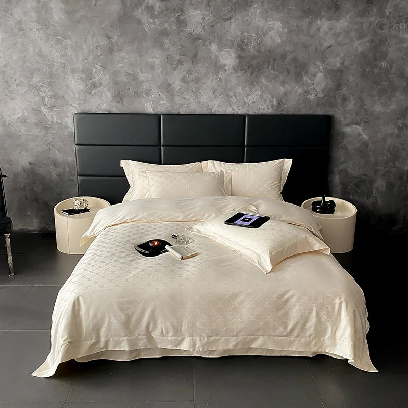 Afralia™ Satin Jacquard Bedding Set, Luxury Purple Flowers, Duvet Cover, Bed Sheet