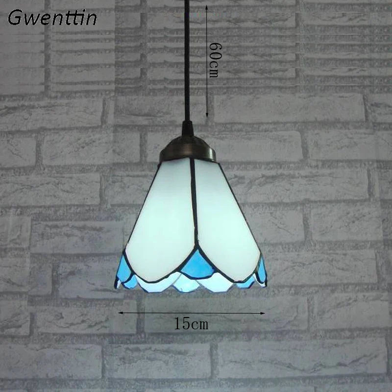 Tiffany Style Pendant Light for Dining Room Tiffany Mediterranean Hanging Lamp for Bedroom by Afralia™