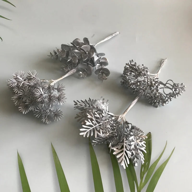 Afralia™ Silver Stamen Berries Bundle for Christmas Wedding Home Decor