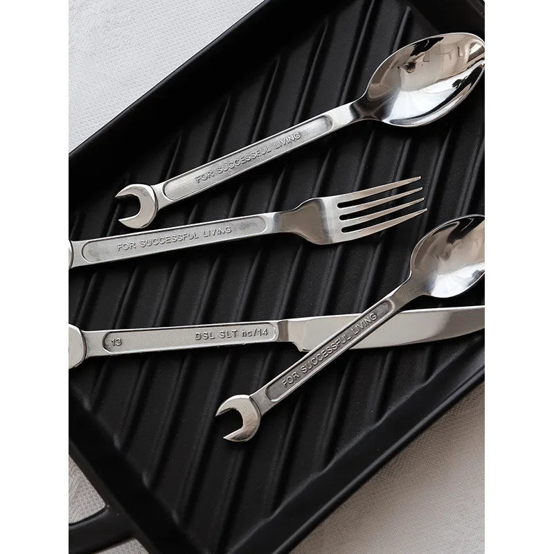 Afralia™ Stainless Steel Cutlery Set - Wrench Knife Fork Spoon Kitchen Accessories