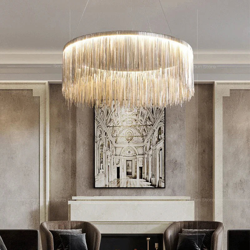 Afralia™ Tassel Chandelier: Postmodern Creative Lighting for Living Room, Dining Room, Bedroom, and Clothing Store