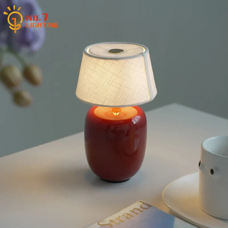 Afralia™ Retro Ceramics Table Lamp Touch Control LED Desk Light Home Decor
