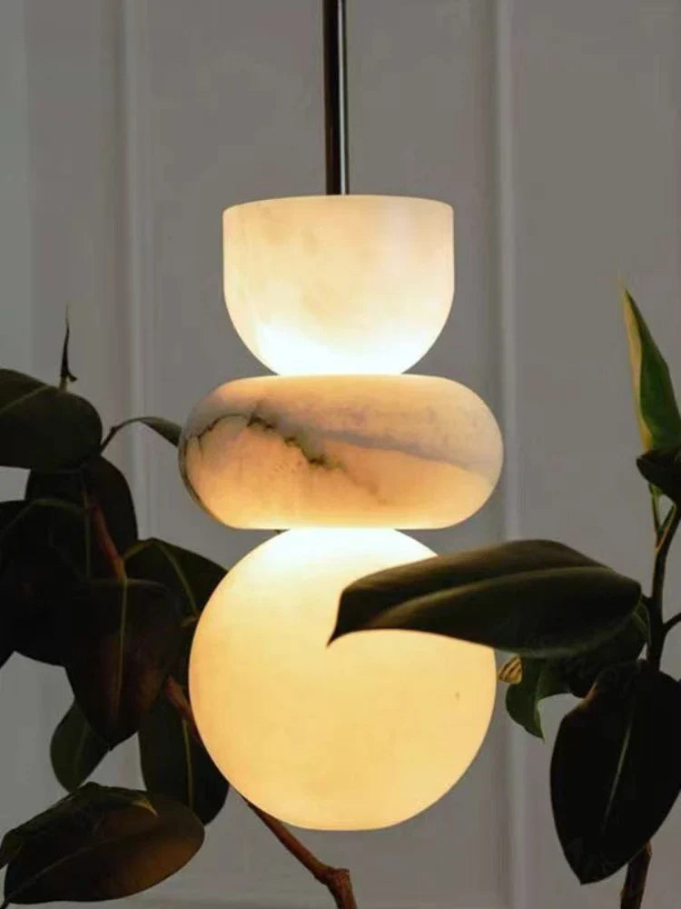 Afralia™ Marble LED Pendant Light: Modern Luxury Chandelier for Bedroom, Living Room, Villa.