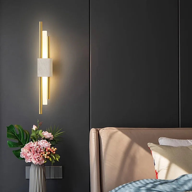 Afralia™ Modern LED Marble Wall Lamp for Home Decor & Lighting