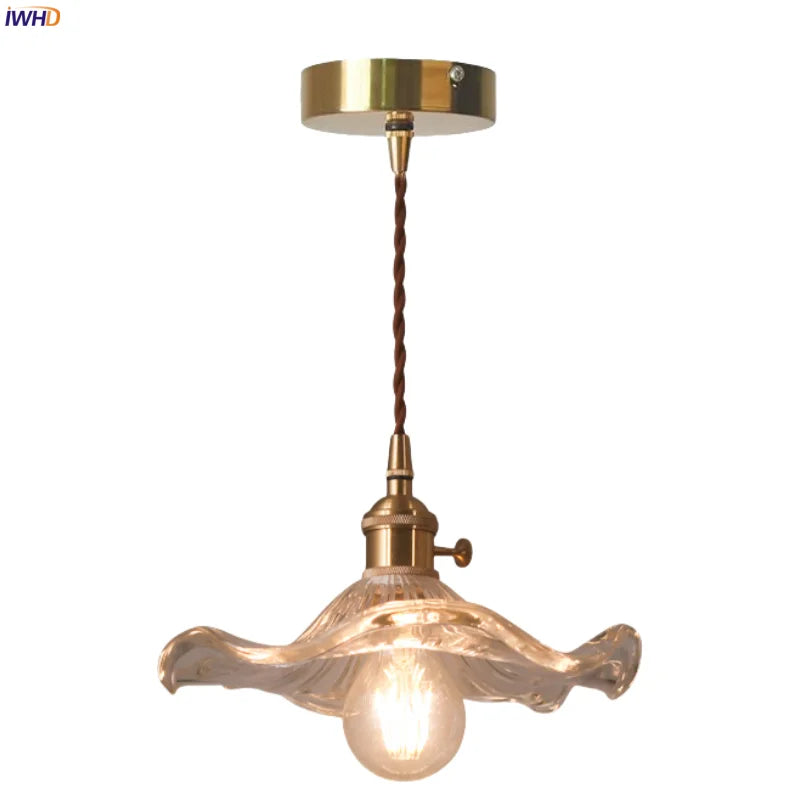 Afralia™ Lotus Leaf Glass LED Pendant Light - Japanese Style Loft Bar Living Dining Bedroom