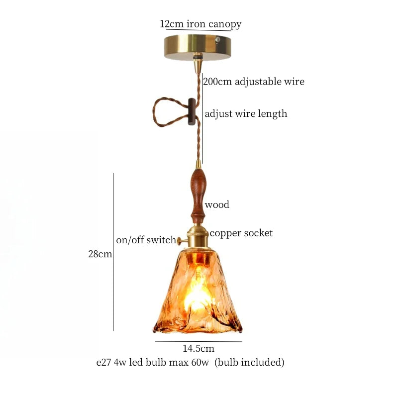 Afralia™ Nordic Glass Copper Pendant Light - LED Hanging Fixture for Bar, Loft, Bedroom, Kitchen