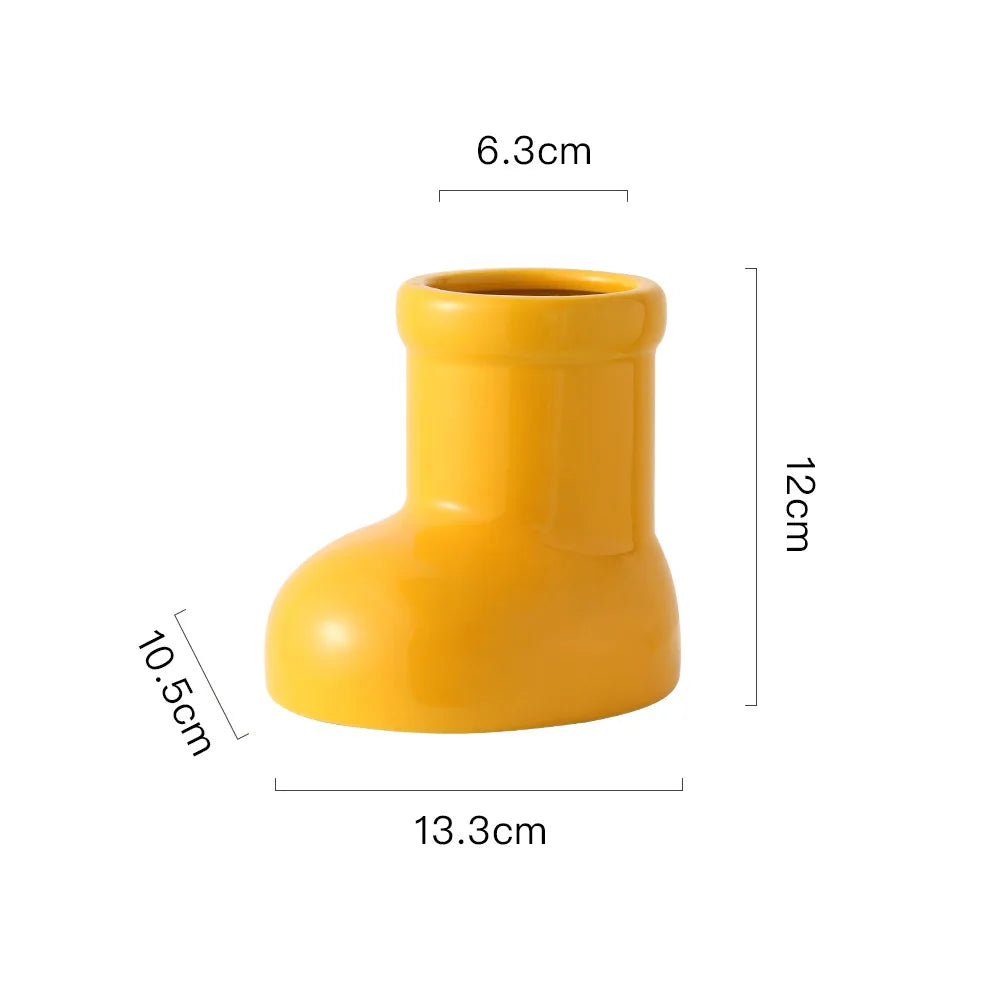 Afralia™ Ceramic Cartoon Boots Vase Pen Holder Home Decoration Pot